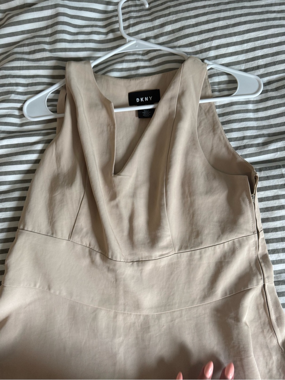 DKNY Beige Sleeveless V-Neck Top